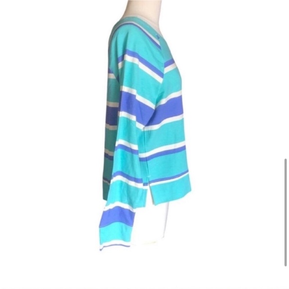 Wildfox NEW Lounge Set Sweatshirt Shorts Blue White Periwinkle Stripe Womens M - Picture 5 of 11